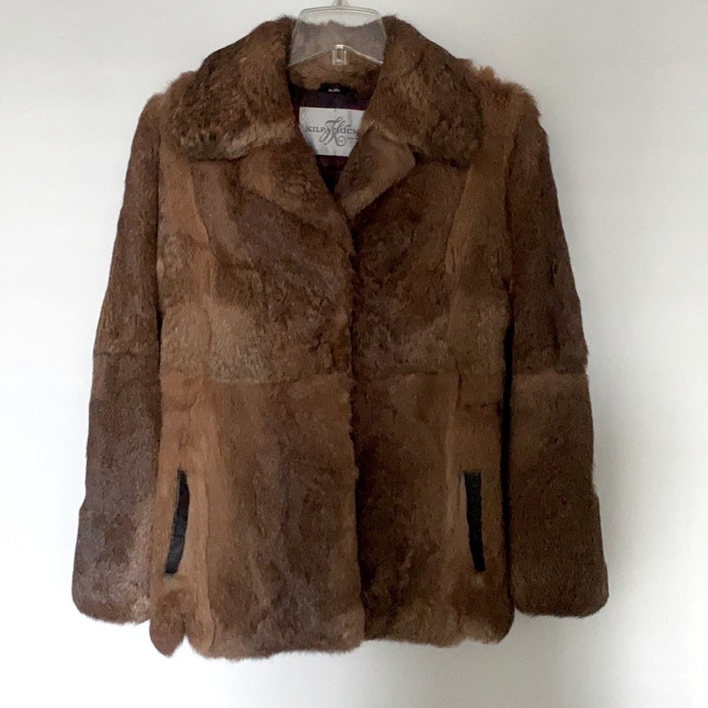 Vintage Fur Coat with Leather Trim | Size M